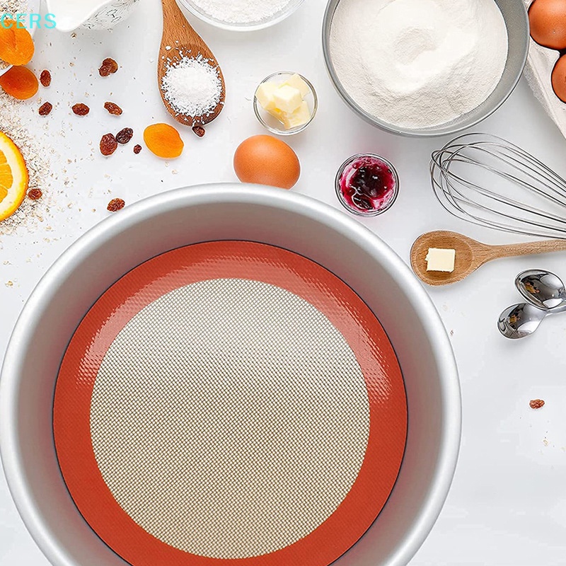 Ce không dính tròn silicone nướng mat bánh chịu nhiệt pan liner baking sheets macaron pizza bread baking for oven air fryer rs