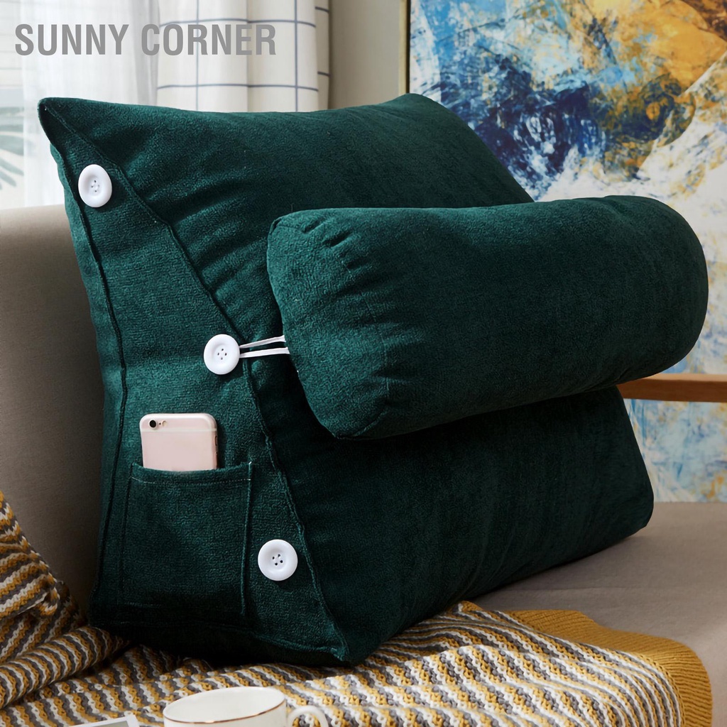 Sunny corner Có hàng sẵn Lớn Tựa Lưng 60X22X50 Cm Thiết Kế Hình Tam Giác Có Thể Tháo Rời Mềm Mại Thoải Mái Gối Đọc Sách Cho Nhà Sofa Giường