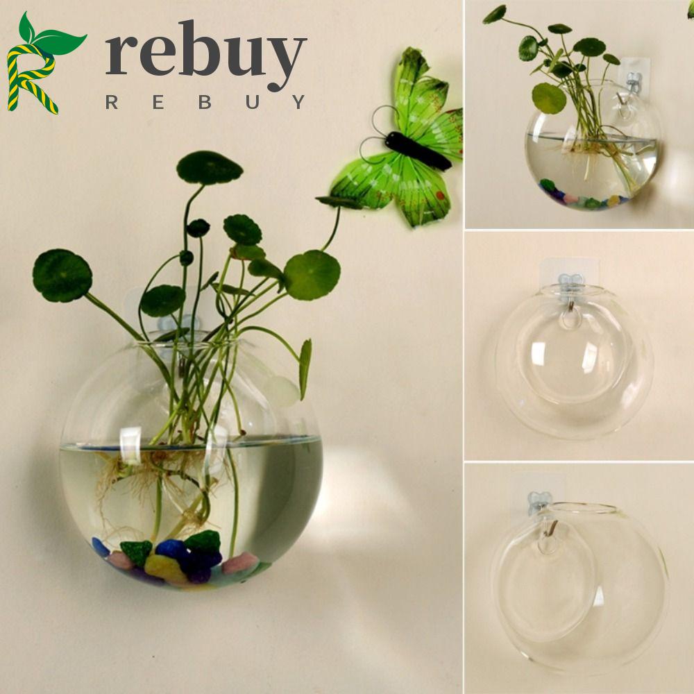 Chậu hoa rebuy, bình treo tường bằng thủy tinh trong suốt, hình tròn bán sáng tạo 8/10/12/13 / 15cm cây thủ công mỹ nghệ thủy tinh dày