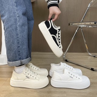 Giày trắng phụ nữ sinh viên giày vải thường giày hội đồng quản trị phong cách thể thao giày đơn đáy dày