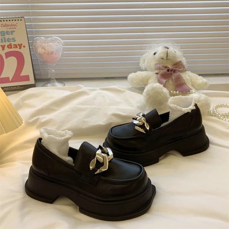 UOUO Giày búp bê đế cao Giày da Giày Bốt Nữ Gót Mũi Vuông dép Dày Không Thấm Nước Cho Búp Bê Barbie 33ZMLZ080411