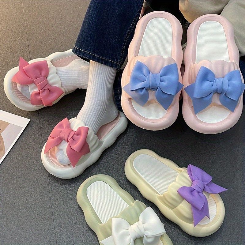 Dép Sandal Đế Dày Quai Nơ Dễ Thương Thời Trang Mùa Hè Cho Nữ