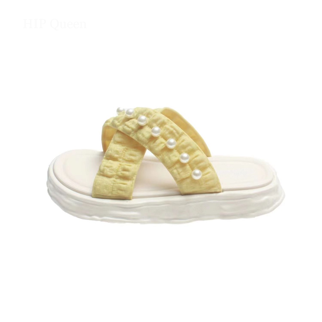 HQ Dép bánh mì guốc dép sandal nữ Màu Sắc Đơn Giản Thoải Mái Cao Gót Chống Trơn Trượt dép đế xuồng 33z080401