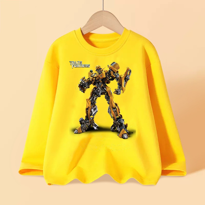 Size 100-160 boys transformers t-shirt áo sơ mi dài tay in tees