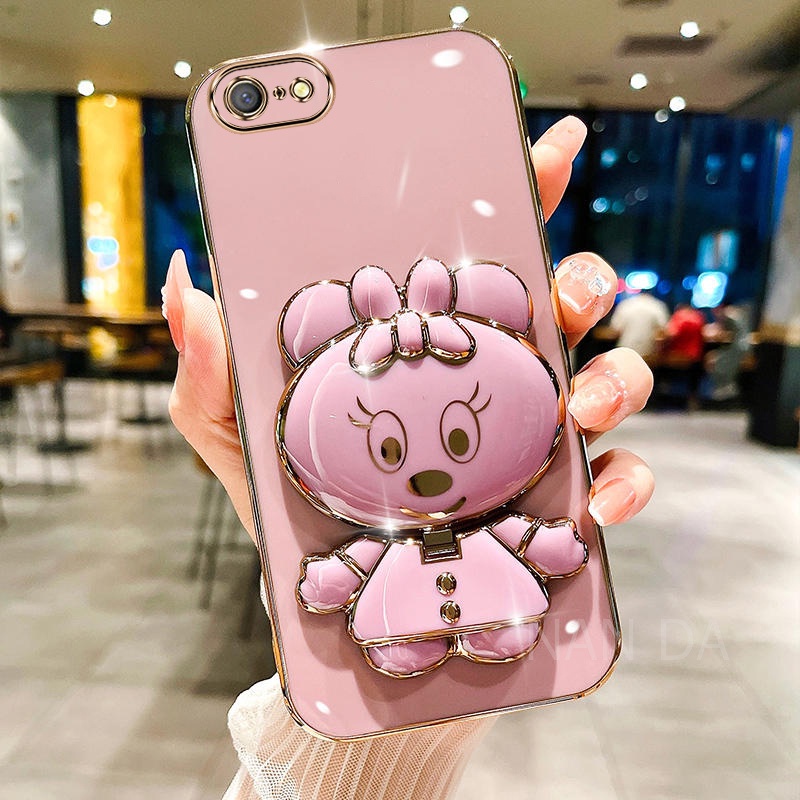 ốp lưng OPPO A71 A57 A39 A83 A59 A59S F1S vỏ điện thoại mạ điện 3d rabbit giá đỡ di động vỏ điện tho