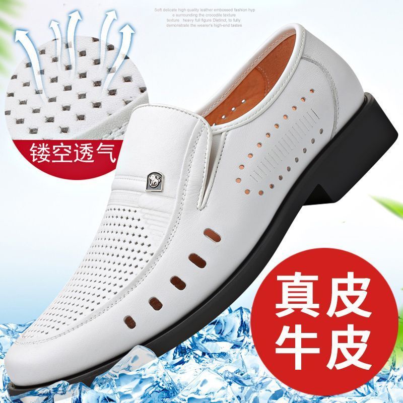 Giày Sandal Da Bò Thật Đục Lỗ Thời Trang Mùa Hè Cho Nam Trung Niên