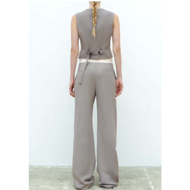 Zara set Áo Hai Dây Phối Quần Dài Lưng Cao Thời Trang Mùa Hè Cá Tính Cho Nữ7655728 3173728