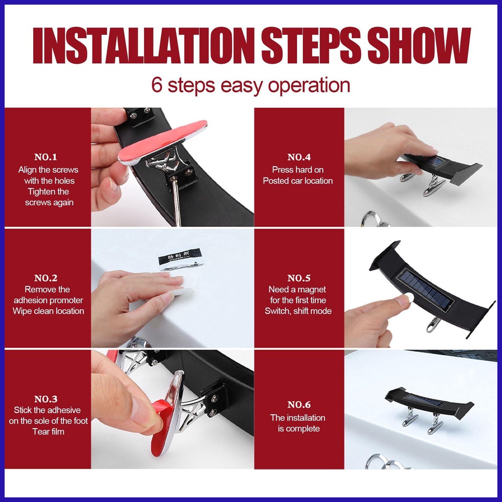 Đèn hậu led mini cánh lướt gió chống thấm nước đèn led cảnh báo nhấp nháy với cảm biến ánh sáng cánh lướt gió năng lượng mặt trời cho phía sau robpvn