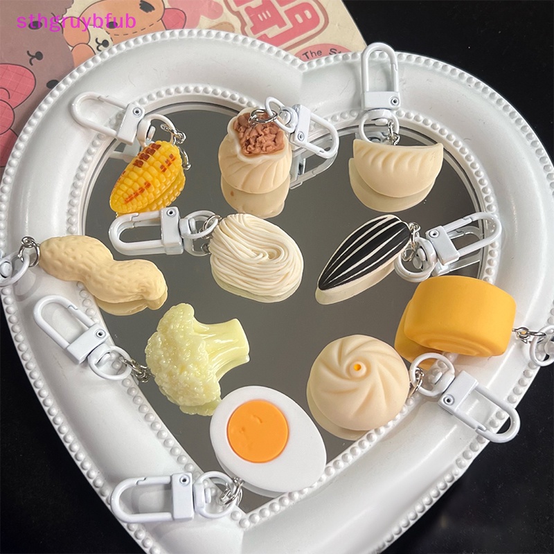 Sthb phim hoạt hình dễ thương mô phỏng bữa sáng đồ ăn nhẹ móc khóa túi cá tính mặt dây chuyền ch phụ kiện chìa khóa xe trang sức cho bé gái quà tặng vn