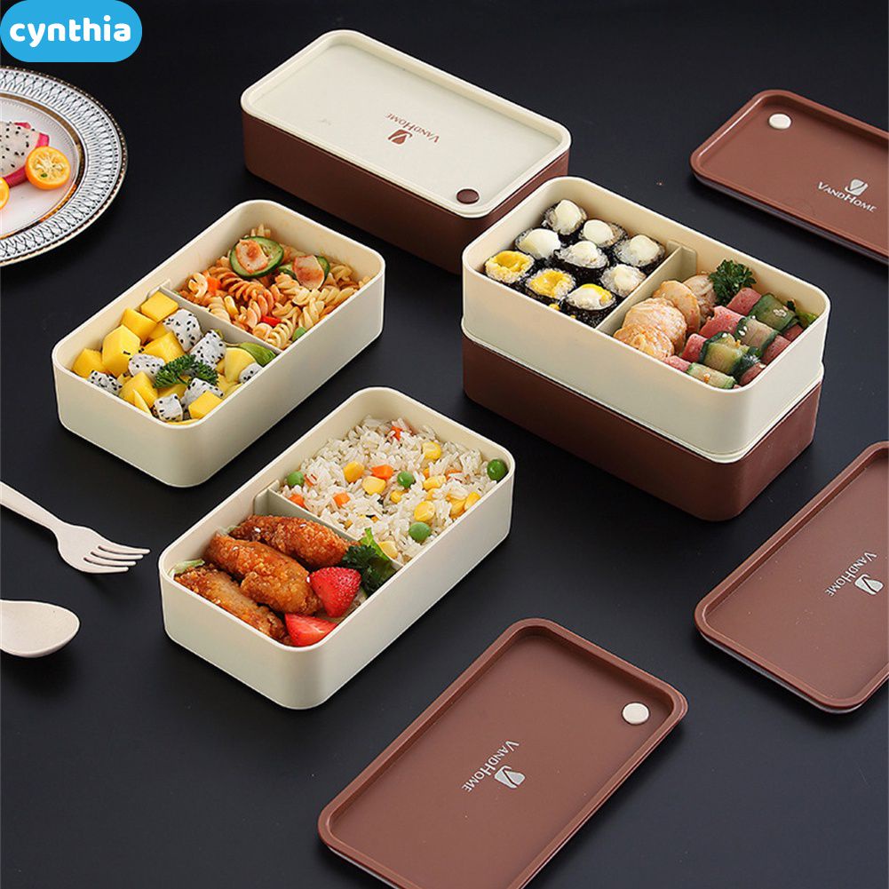 Hộp Cơm Bento Dung Tích Lớn Nhật Bản Hộp Cơm Trưa Chia Ngăn Bằng Nhựa Có Thể Làm Nóng Bằng Lò Vi Sóng Cyn cyn
