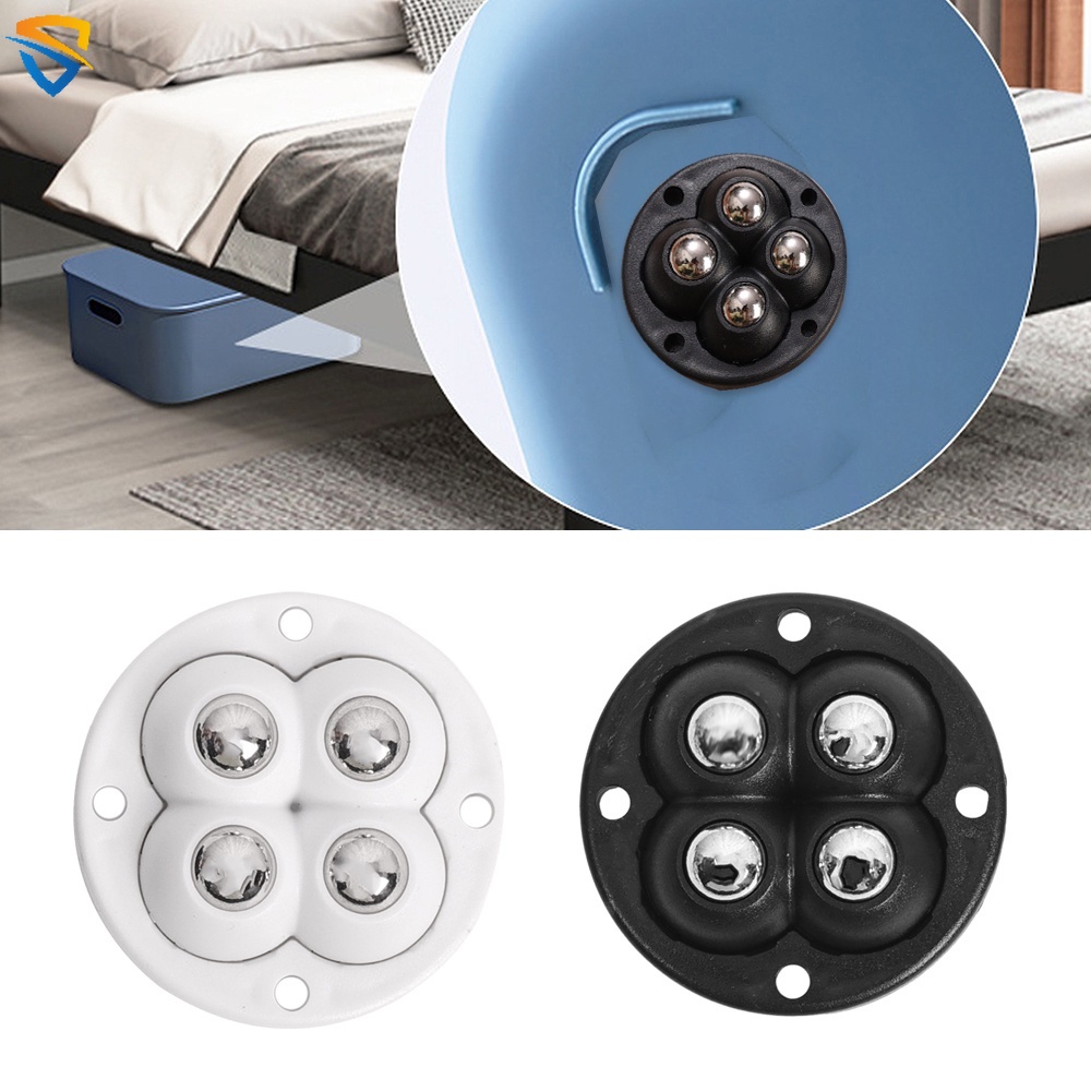 Loại tự dính gia dụng tắt tiếng thép không gỉ / bóng nylon bánh xe đa năng 1/3/4 hạt bánh xe nội thất 360° Xoay lưu trữ thùng rác có thể ròng rọc