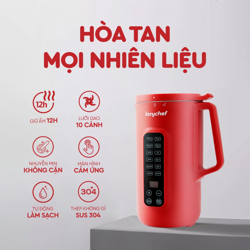 Máy Xay Nấu Đa Năng 12in1 Lazychef – Máy Làm Sữa Hạt Lazychef Dung Tích 1000ml Hàng Chính Hãng, Bảo Hành 12 Tháng