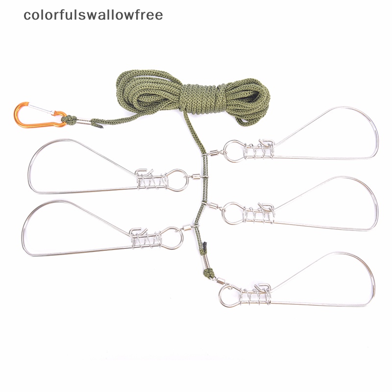 Colorfulswallowfree fishing lock buckle fishing snaps chain stringer with float live fish lock belt abc