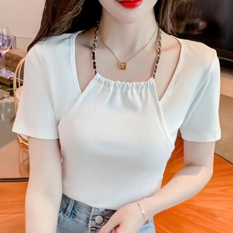 Áo Thun Ngắn Tay Màu Sắc Đơn Giản Thời Trang Cho Nữ