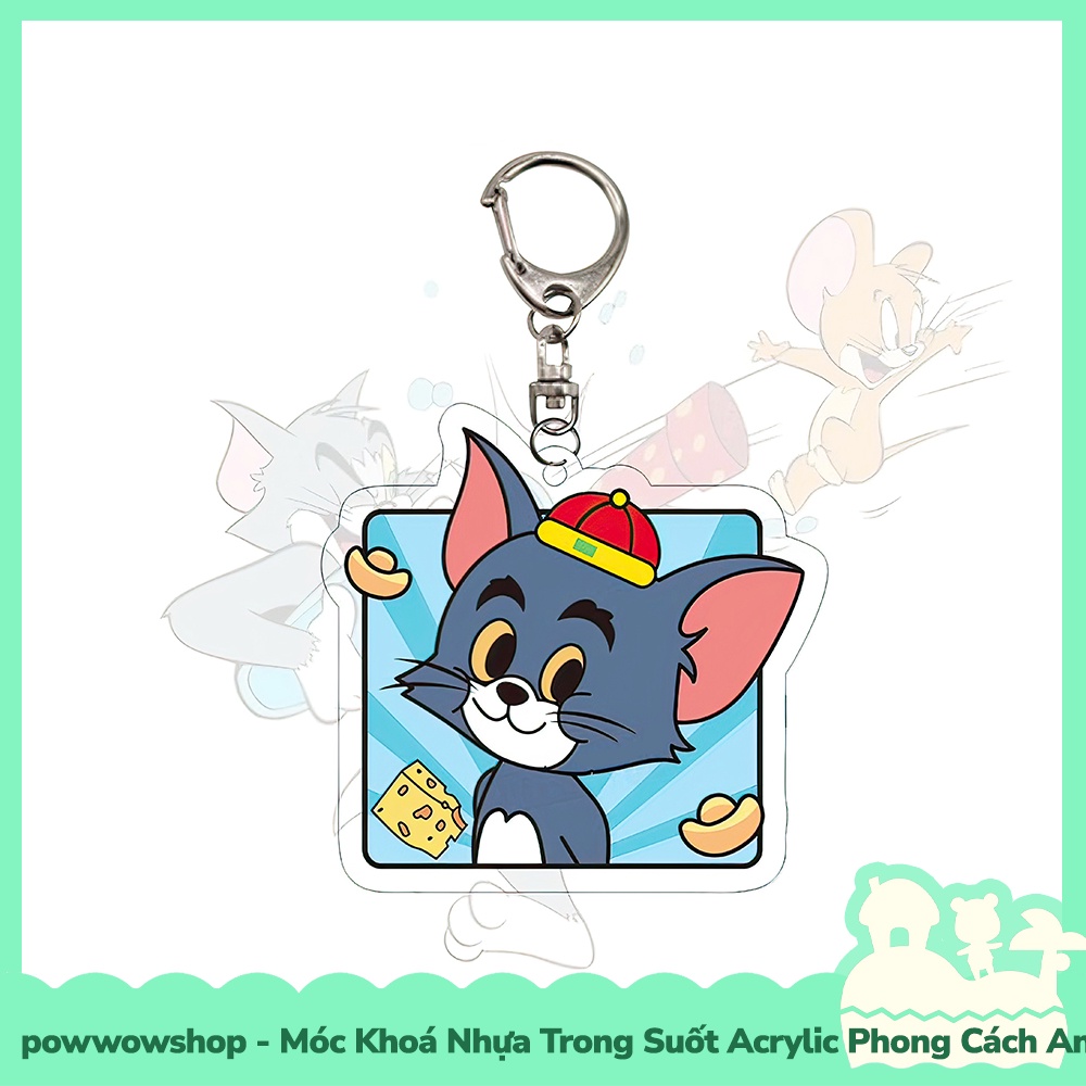 Móc Khoá Nhựa Trong Suốt Acrylic Phong Cách Nhân Vật Hoạt Hình Mèo Chuột Tom And Jerry
