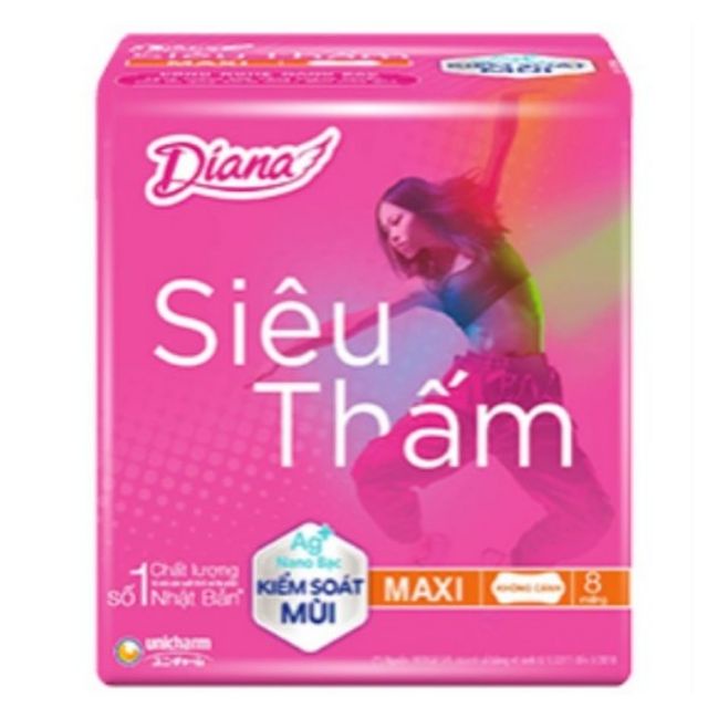 Băng vệ sinh  Diana siêu thấm Maxi dày không cánh 8 miếng