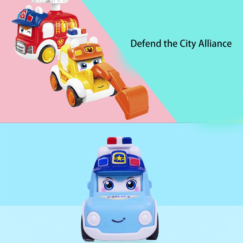 Kéo xe đồ chơi ô tô cảnh sát nhỏ mô hình ô tô xây dựng nhựa ma sát kéo lại quán tính ô tô cho trẻ mới biết đi 1 năm trên đồ chơi