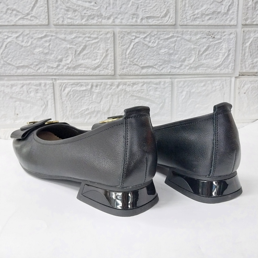 Giày bệt da hoạ tiết mũi, 1cm