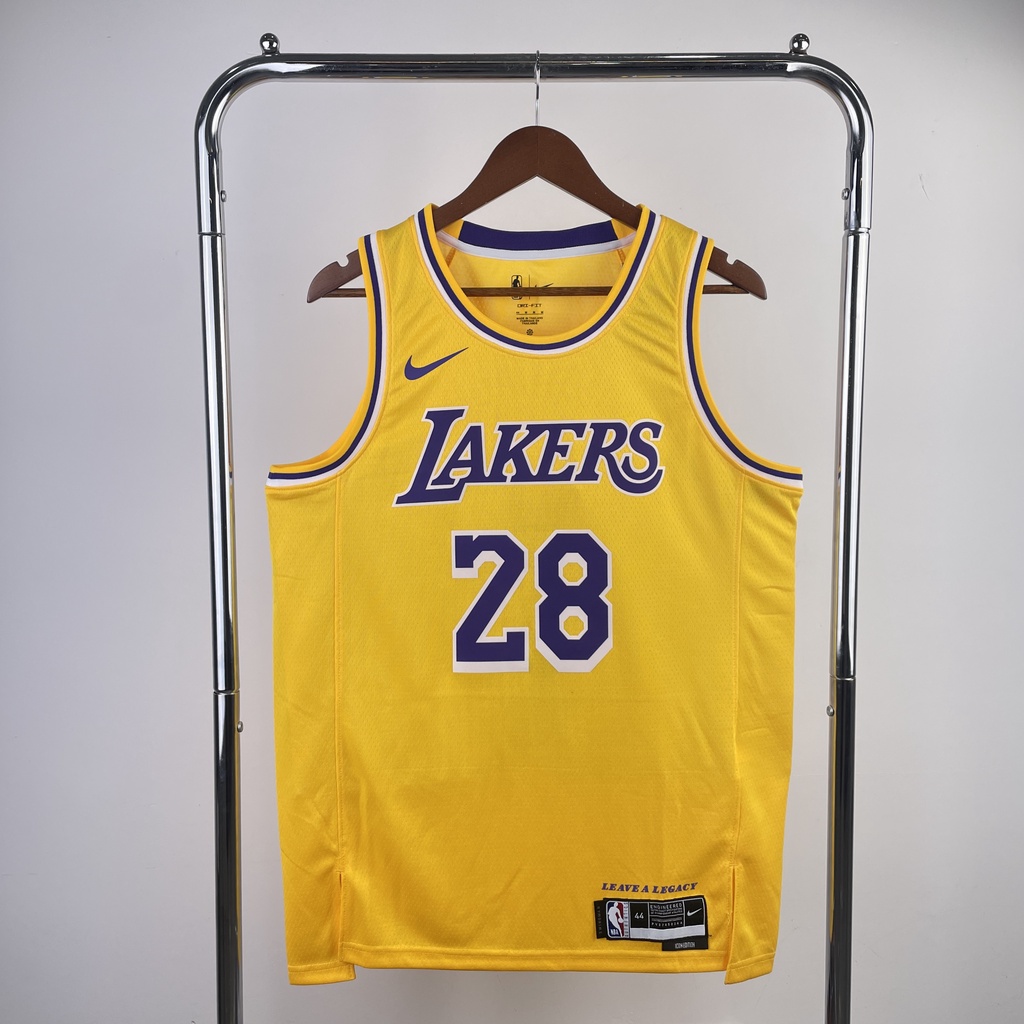 Áo Thun Bóng Rổ In Chữ lakers jersey #28Hachimura Áo Bóng Rổ Màu Vàng Số 28 Thời Trang Năng Động Cho Nam