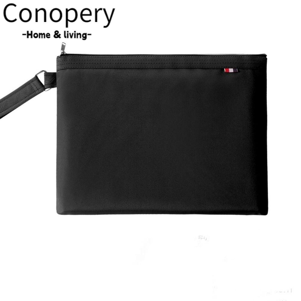 Conopery Túi đựng tài liệu hồ sơ khổ A4 màu đen có khóa kéo tiện lợi khi du lịch