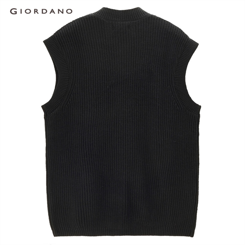 Áo ba lỗ GIORDANO 13053761 dệt kim không tay cổ V cho nam