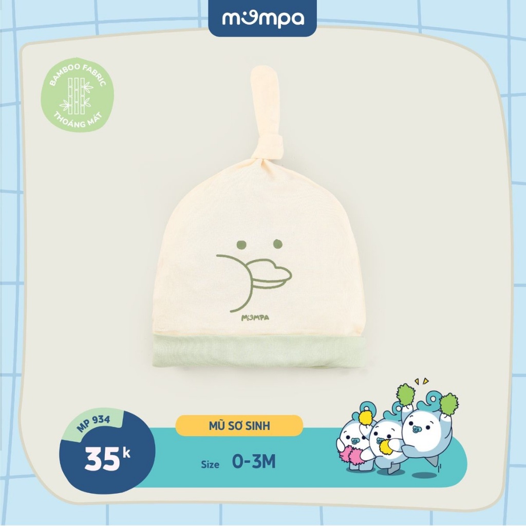Set bao tay chân mũ yếm sơ sinh cho bé Mompa từ 0 đến 3 tháng vải Sợi tre Bamboo mềm mại thoáng khí MP 933 934 935