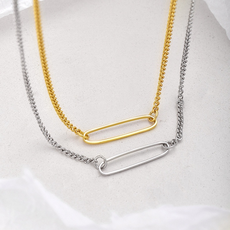 Dây chuyền vàng 18k s925 sterling bạc vòng cổ kẹp giấy đa năng phụ nữ mát mẻ thanh lịch sang trọng chuỗi bên có thể điều chỉnh