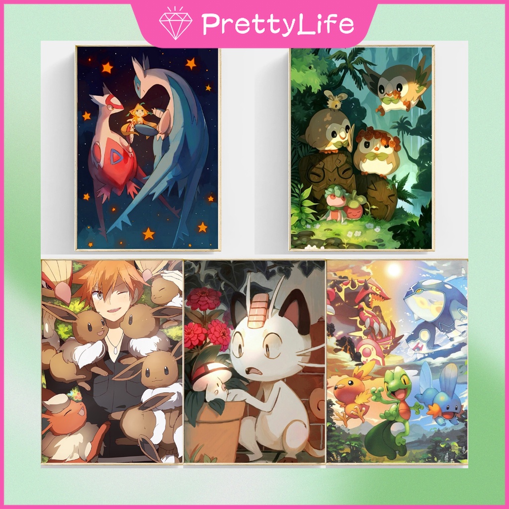 : Pl : pokemon elf phim hoạt hình 5d tranh kim cương đầy đủ kim cương phòng khách dán kim cương chữ thập khâu phòng ngủ phòng ăn tranh thêu kim cương trang trí nội thất 30x40cm