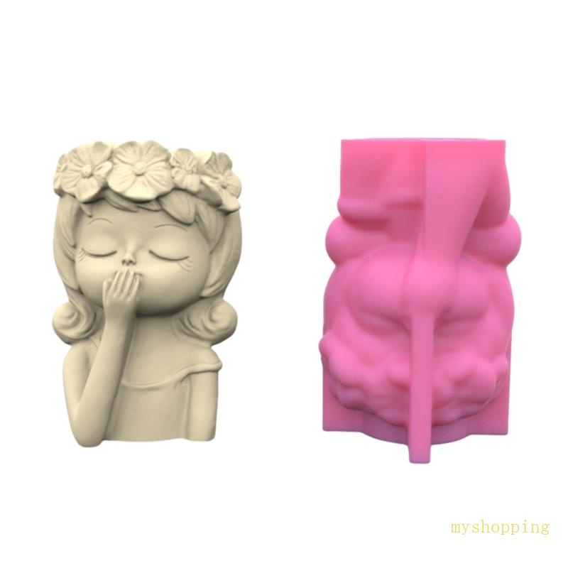 Ivy geometric garland girl thạch cao khuôn silicone hộp lưu trữ khuôn để làm chậu cây mọng nước chậu hoa giá đỡ bút