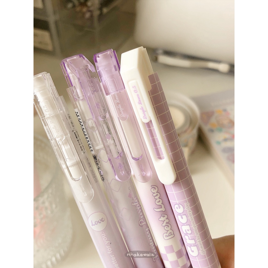 Bút bi gel mực đen Mura cute ngòi kim 0.5mm Nhà Kawaii