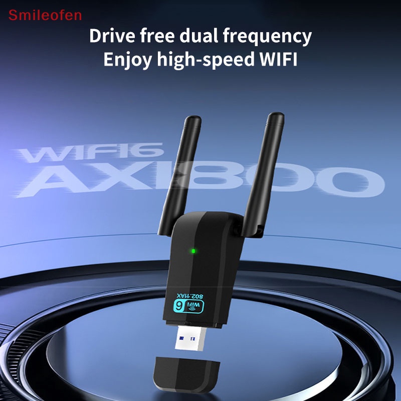 1800mbps wifi 6 usb adapter card mạng không dây usb 3.0 wifi6 dongle usb lan ethernet băng tần kép 2.4g / 5.8g cho pc laptop win 10 mới