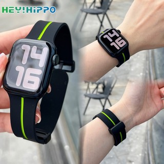 Gấp dây đeo silicon từ tính thích hợp cho dòng smartwatch 8/7/6/5 / se / 4/3/2 dây đeo hai màu rãnh thích hợp cho iwatch 45/44/42/41/40/38 / 49mm