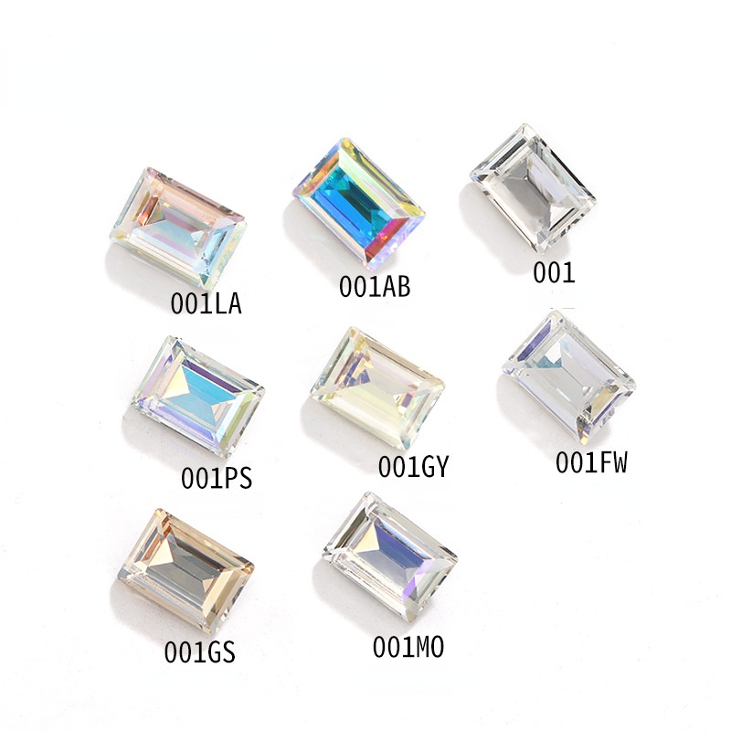 Hình chữ nhật Bước Cắt 10*14mm Sáng bóng Nail Art Crystal K9 Rhinestone cho Phụ kiện DIY