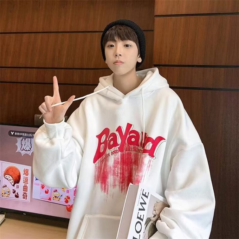 Có size lớn M-5xl Áo hoodie dáng rộng lót cotton 100% hai lớp có mũ trùm thời trang cho unisex Graffiti chữ in