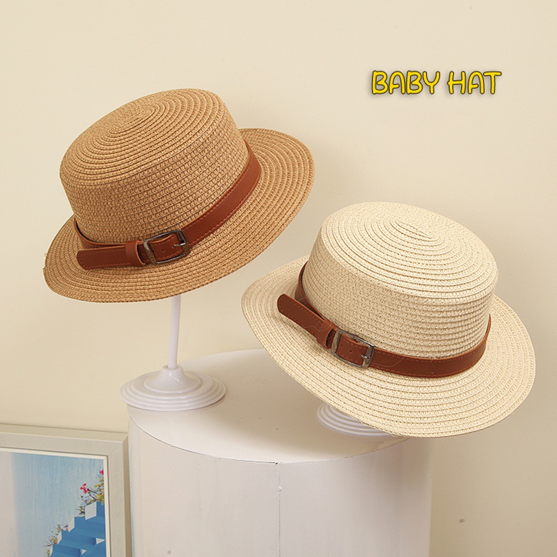 Mũ Cói Chống Nắng Phối Dây Da Thời Trang Mùa Hè Cho Bé Gái Se7en