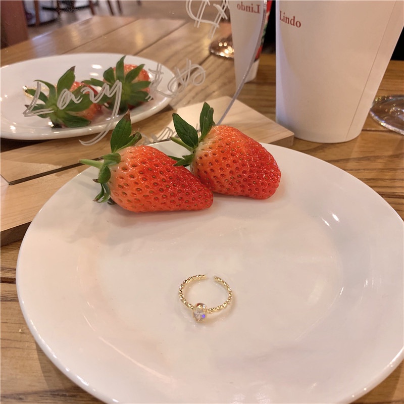 Nhẫn Hở Đính Đá zircon Hình oval Phong Cách Hàn Quốc