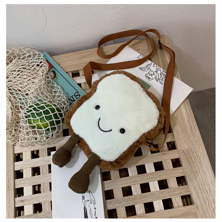 Túi Đeo Chéo Hình Bánh Mì Nhồi Bông Dễ Thương Phong Cách Hàn Quốc