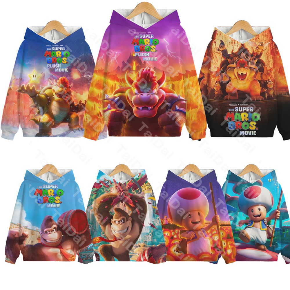 Áo Khoác Hoodie In Hình Super Mario Thời Trang 2023 Cho Bé 3-14 Tuổi