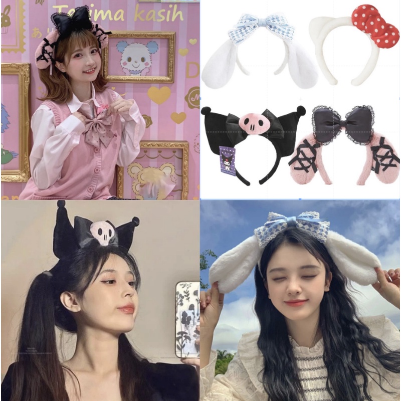 Băng Đô Bông Họa Tiết Hoạt Hình Kuromi Đáng Yêu Dành Cho Bé Gái