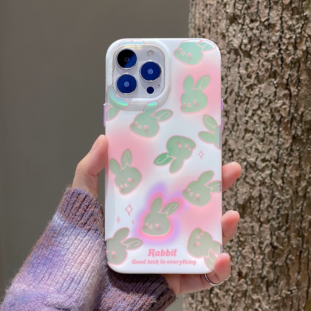Ốp Điện Thoại IMD Mềm Dày Dặn Chống Sốc Hình Thỏ Dễ Thương Cho IPhone 14 13 12 11 Pro Max