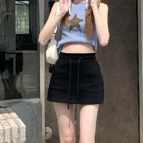 COZOK Váy Lưng Cao Dáng Ôm Cột Dây Thời Trang