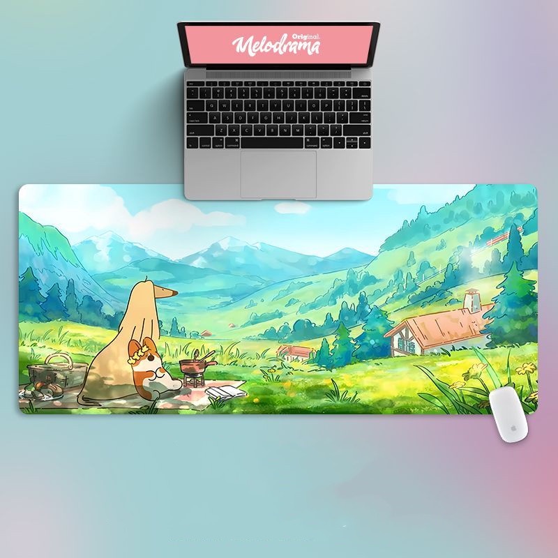 Tấm Lót Chuột Và Bàn Phím Máy Tính Cỡ Vừa Và Nhỏ Hình Chú Chó Corgi Dễ Thương