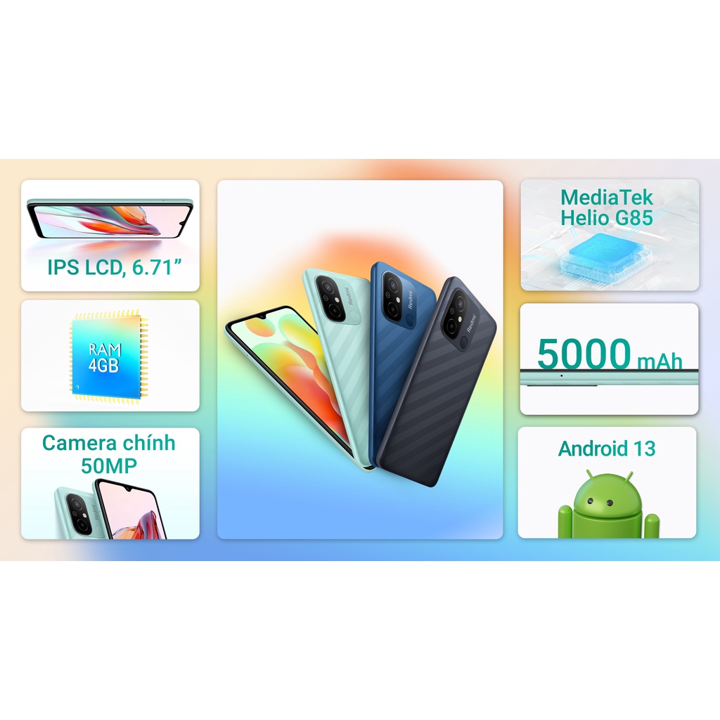 Điện thoại Xiaomi Redmi 12C 4GB/64GB | PIN 5000 mAh | Helio G85