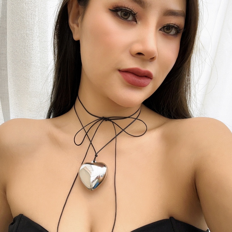 Vòng cổ Kim Loại Mặt Hình Trái Tim Lớn Thanh Lịch Có Thể Điều Chỉnh Cho Nữ
