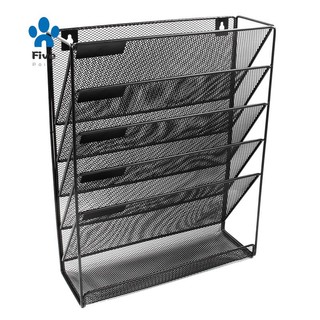 Kệ lưới kim loại 5 tầng đựng tài liệu / tạp chí / tạp chí để bàn văn phòng tiện lợi đen