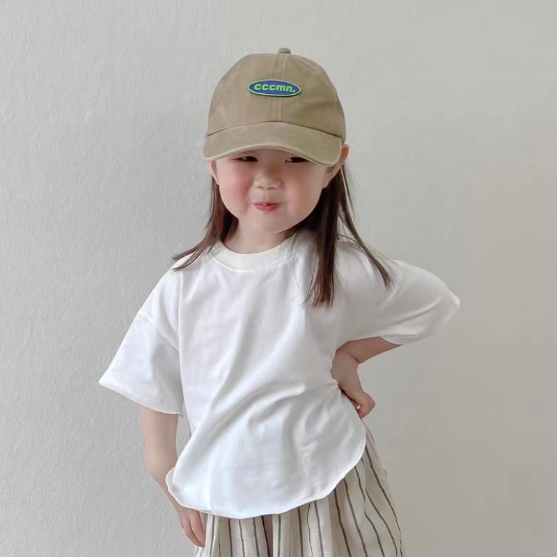 BABEPROUD Set đồ áo thun cotton trắng và quần dài ống rộng kẻ sọc thời trang Hàn Quốc cho bé gái 0-6 tuổi (có bán lẻ)