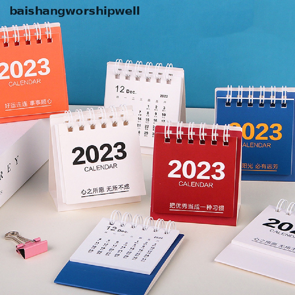 Bavn Lịch Để Bàn 2023 Mini Màu Trơn Đơn Giản Retro Dùng Lên Kế Hoạch