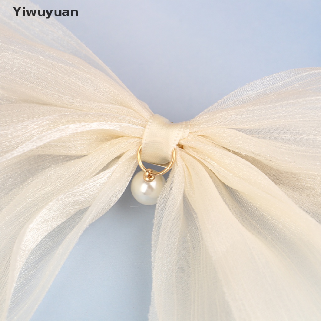 < Yiwuyuan > Kẹp Tóc Thắt Nơ Lưới Trắng Đen Mới Cho Nữ Giới Giảm Giá