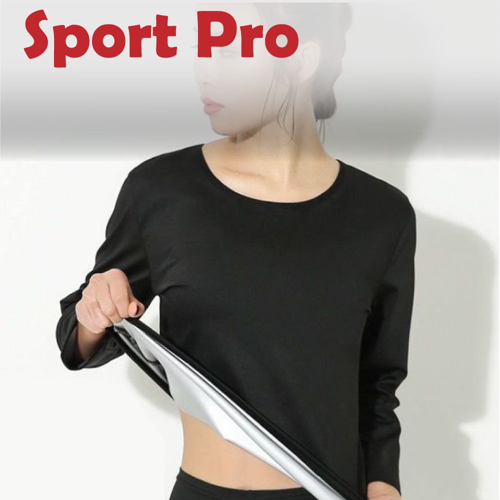 Áo Sinh Nhiệt Giảm Mỡ Bụng SPORT PRO Tay Dài Cho Cả Nam Nữ, Tăng Cường Đốt Mỡ, Đổ Mồ Hôi, Ép Cân Nhanh ( Full Bạc )