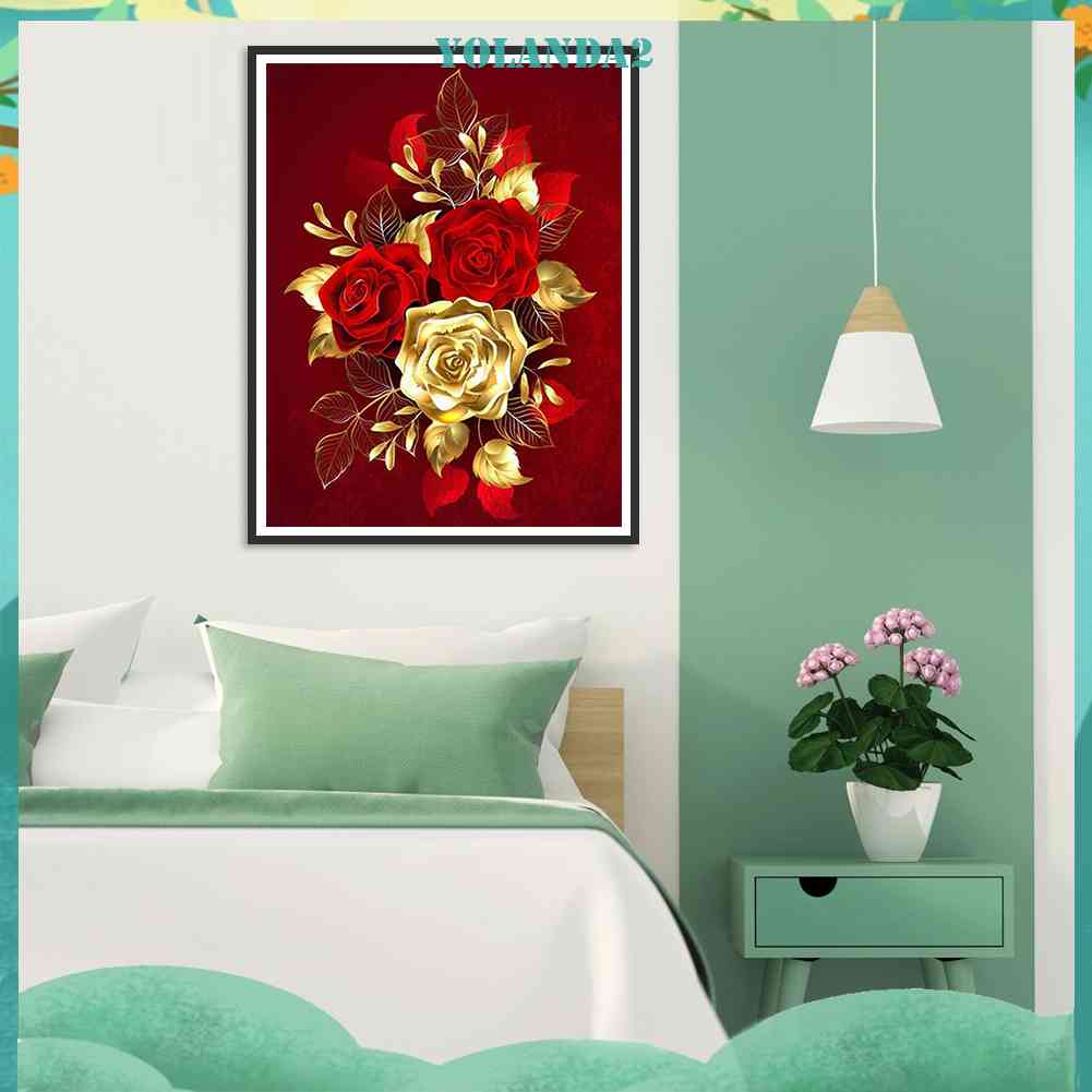 Tranh Đính Đá Kim Cương Toàn Bộ 5D DIY Hình Vẽ Hoa Trang Trí Nhà Cửa